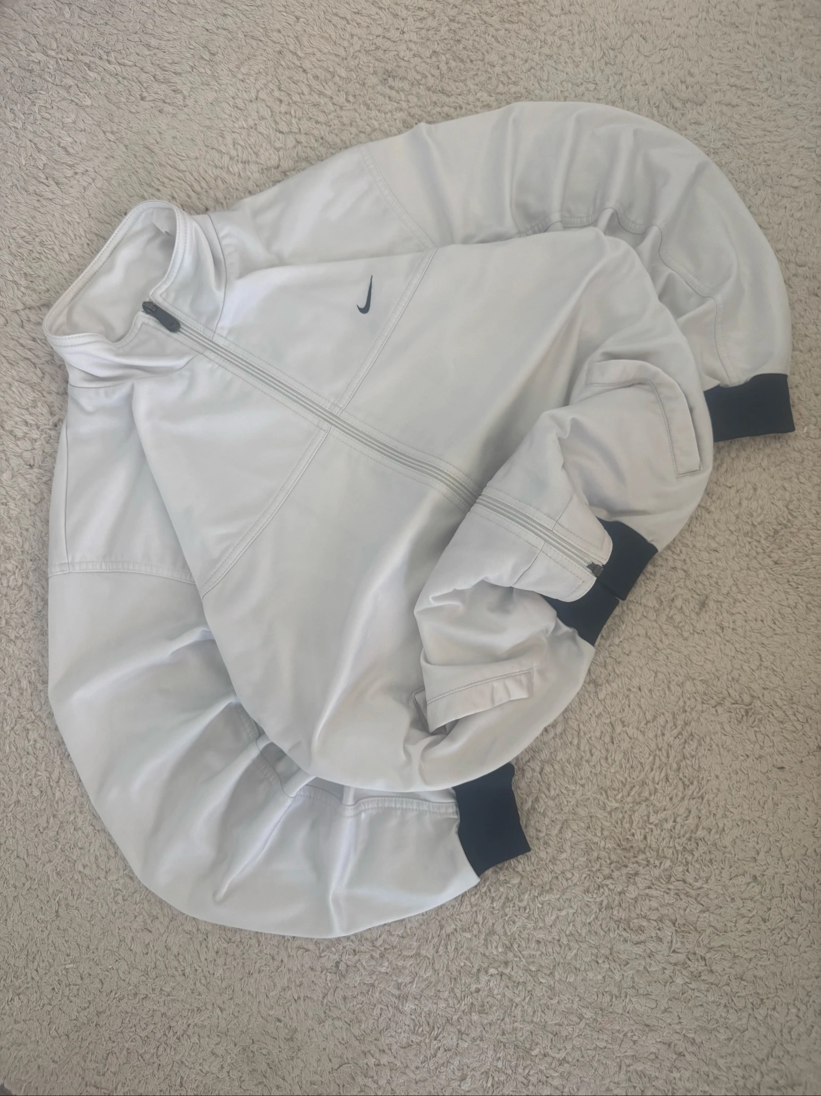 Nike Track Jacket White Full Zip Y2K Sportswear Swoosh Streetwear M – photo 2